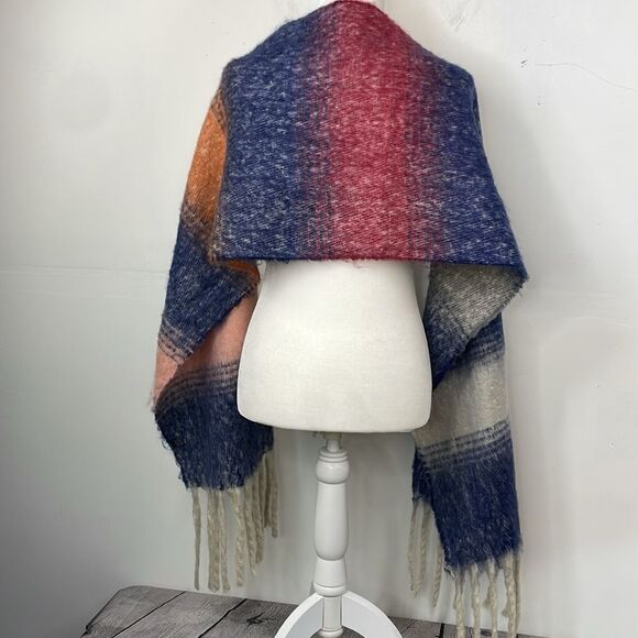 Chunky Colorblock Multicolor with Fringe Warm Soft Scarf - Picture 5 of 7